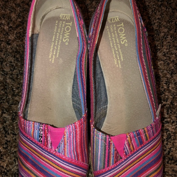 Toms Wedge Striped Heels Size 7.5 - Picture 4 of 4